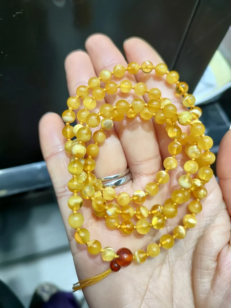 蜜蜡白花蜡项链长款毛衣链时尚百搭情侣