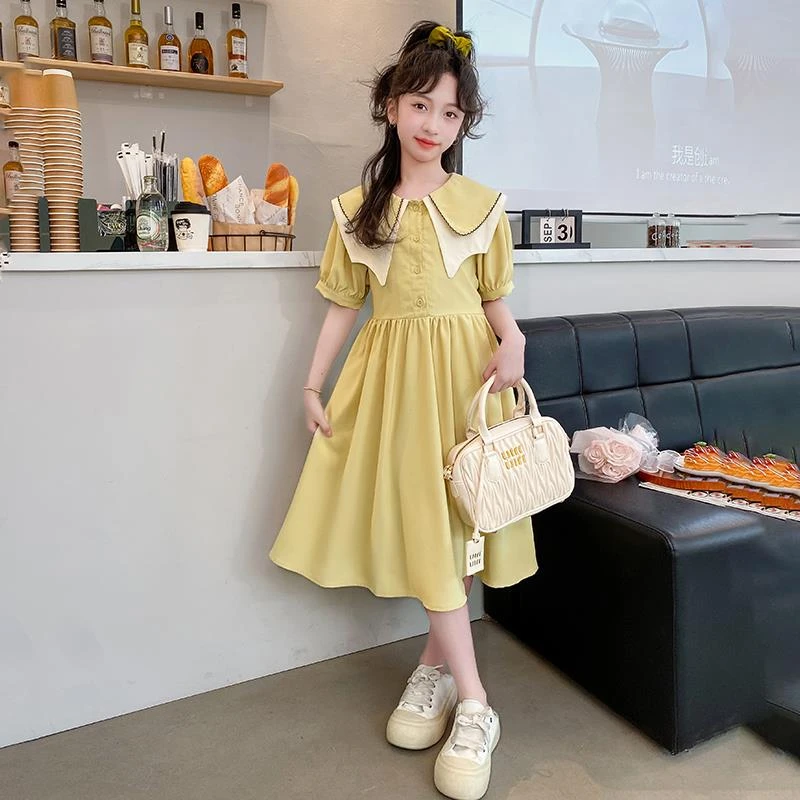 女童连衣裙夏装2025新款大童韩版洋气时尚短袖公主裙儿童裙子夏季