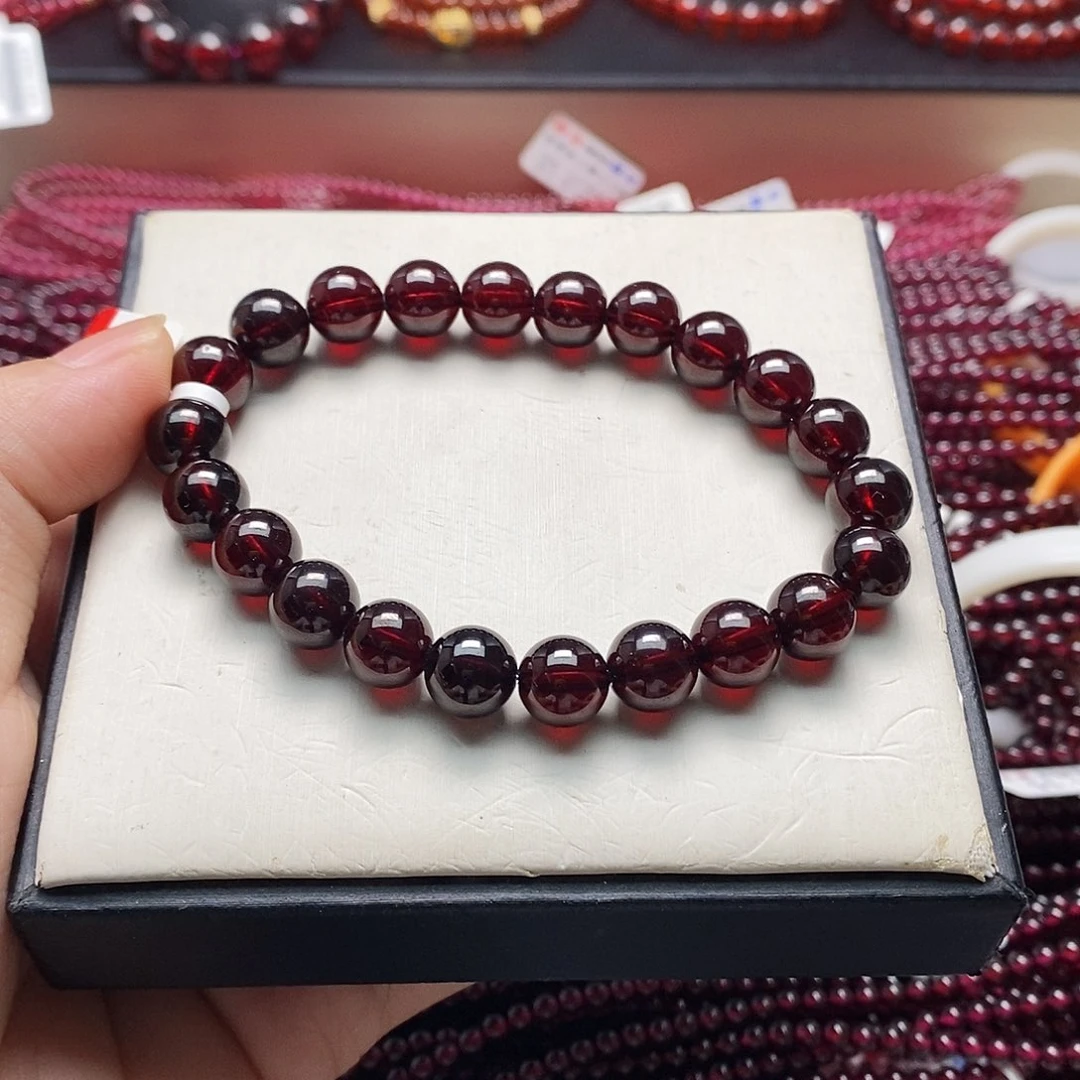 手链未镶嵌石榴石9mm酒红8a