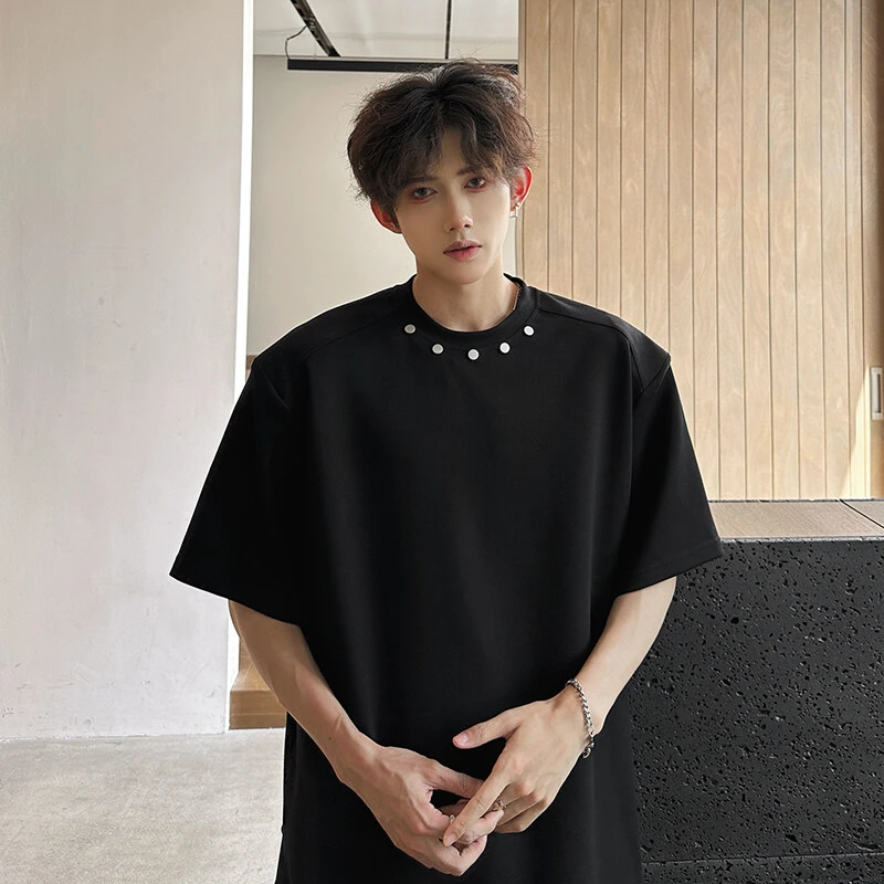 黑色短袖T恤男夏季美式高街cleanfit高级感痞帅宽松休闲百搭半袖