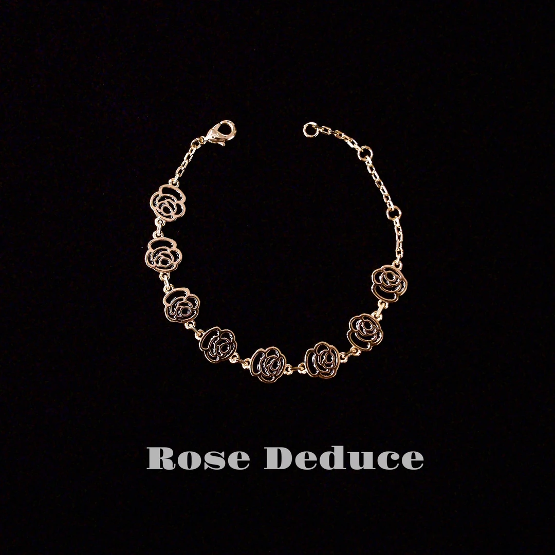 黄铜手链 ROSEDEDUCE黑金色新款玫瑰手链精致简约百搭