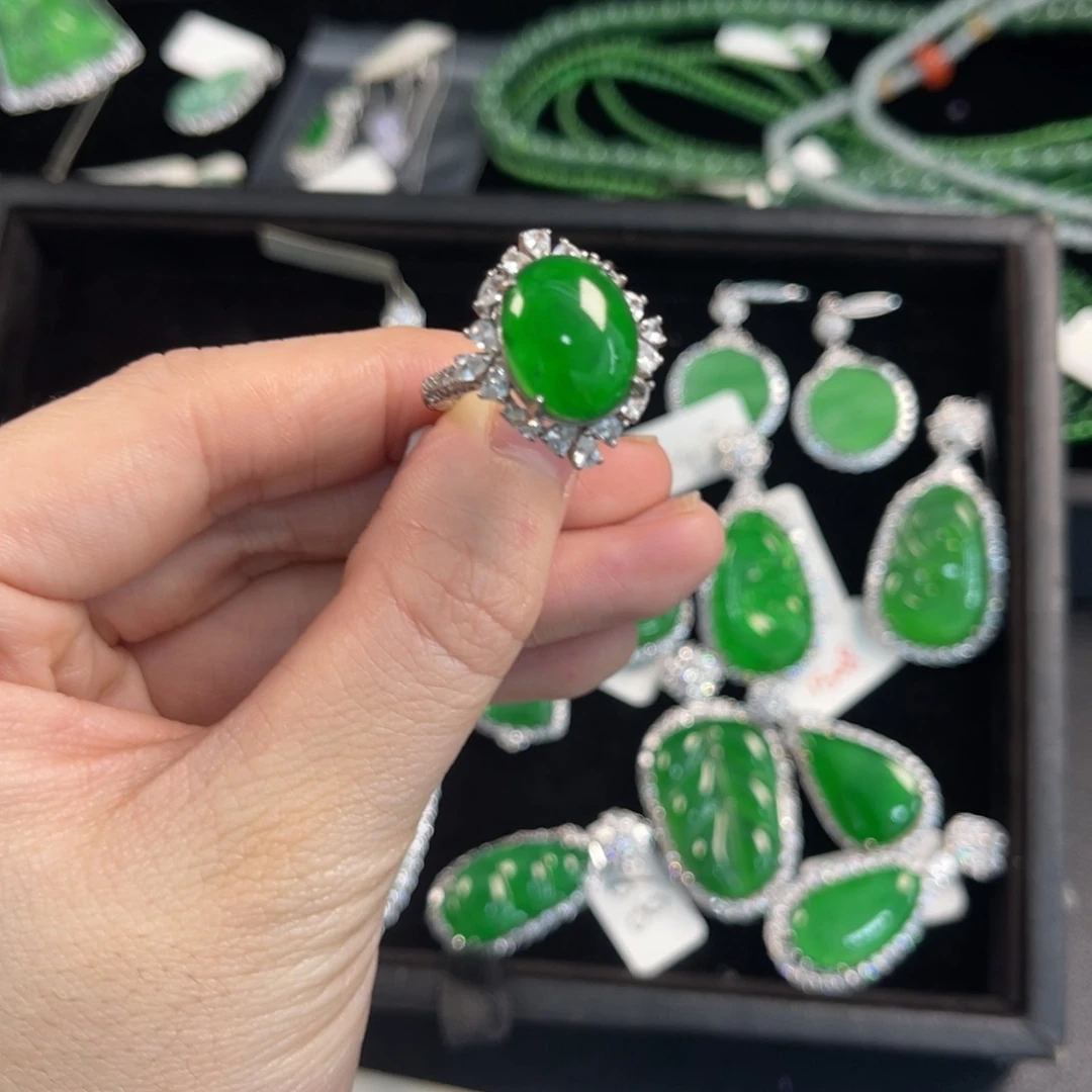 翡翠银S925镶嵌戒指