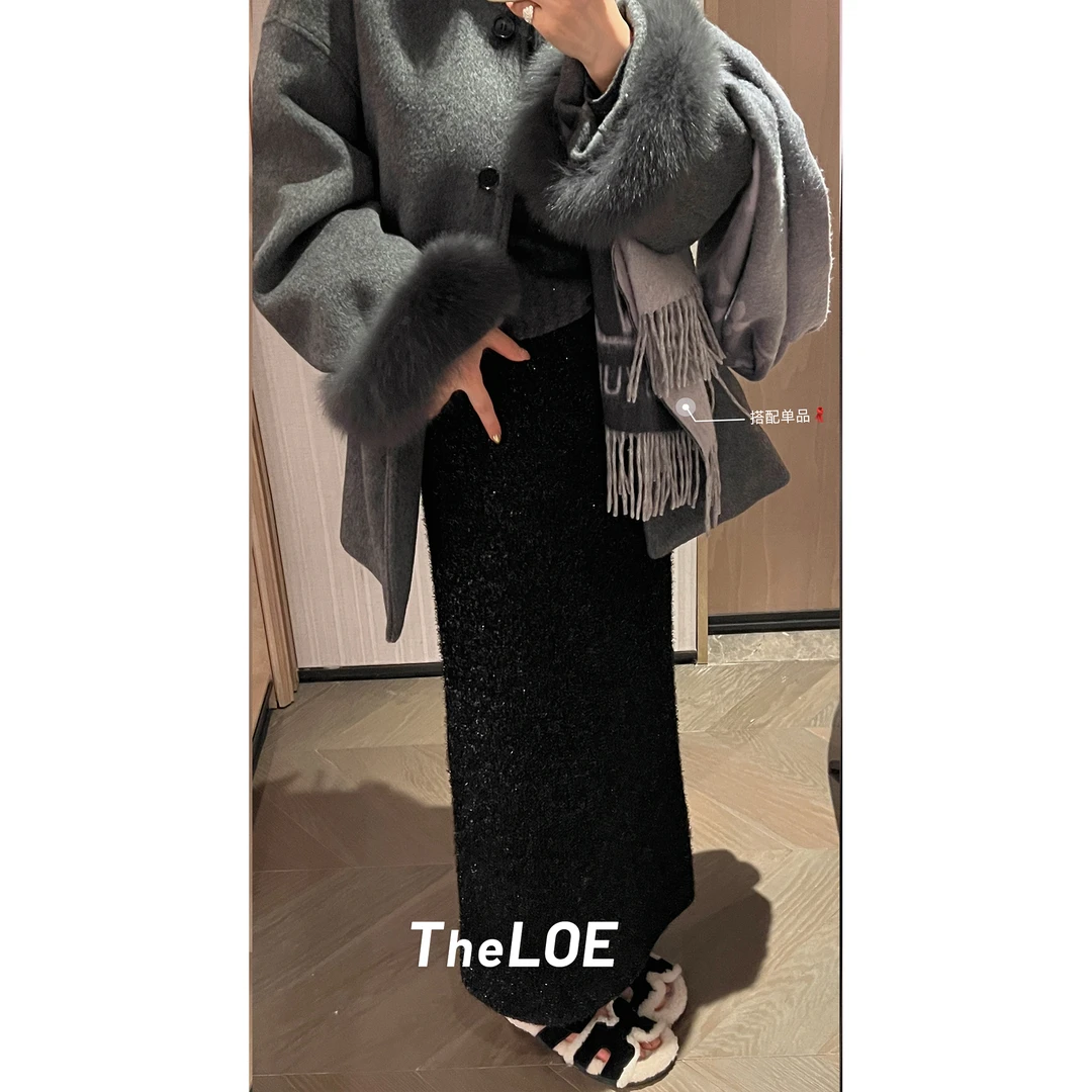 TheLOE/【流金岁月羊毛小黑裙】高腰高级气质感半裙#12.16Q-G6741