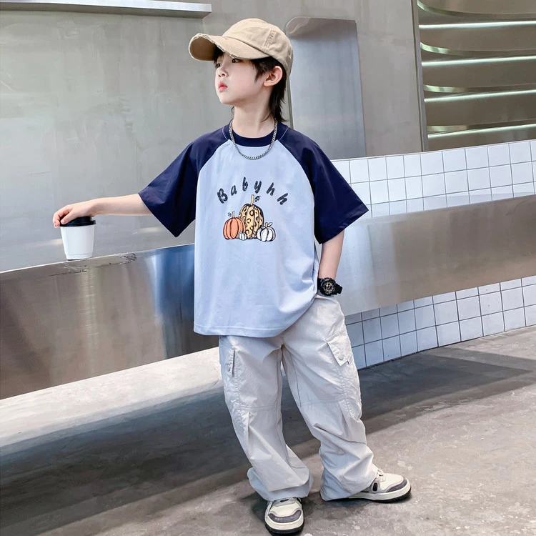 夏季男夏装男童夏季棉质宽松T恤时尚运动韩版帅气/ KK7018