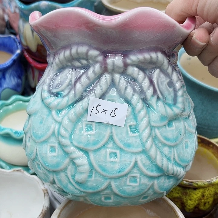 多肉绿植陶瓷花盆9.9包邮，有孔