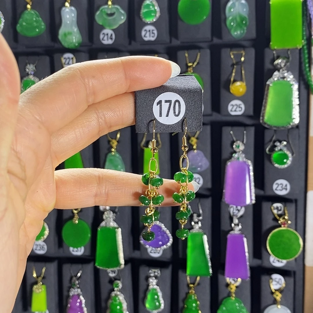 银S925镶嵌翡翠耳饰170