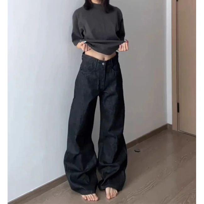 美式丹宁原色牛仔裤男款春秋cleanfit裤子直筒宽松微喇痞帅阔腿裤