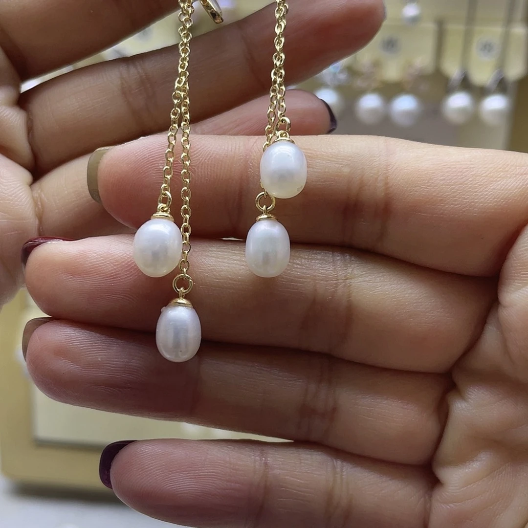 淡水珍珠耳饰银S925镶嵌