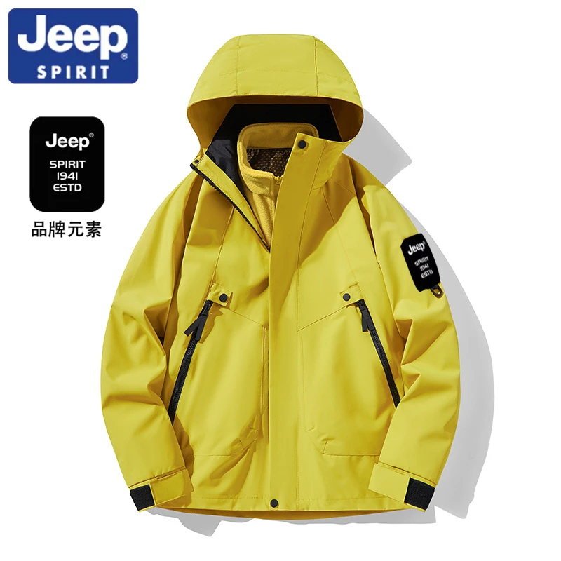 JEEP吉普2025秋冬新款三合一冲锋衣男女款户外夹克情侣登山服外套