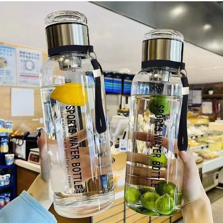 【送杯套】吨吨桶大容量水杯玻璃杯加厚透明便携耐高温茶水分离杯