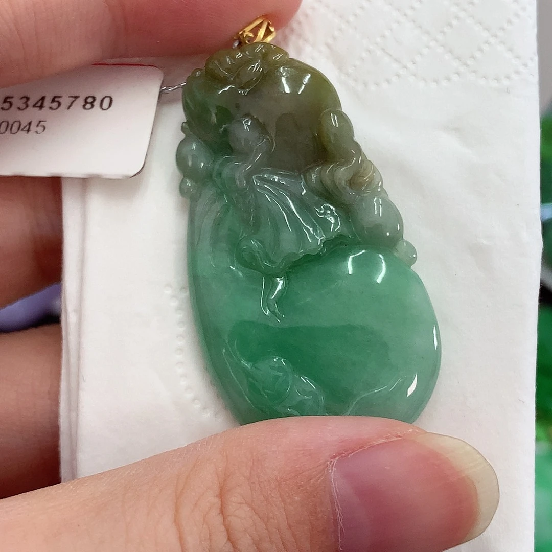 翡翠18K金镶嵌吊坠(不含链)