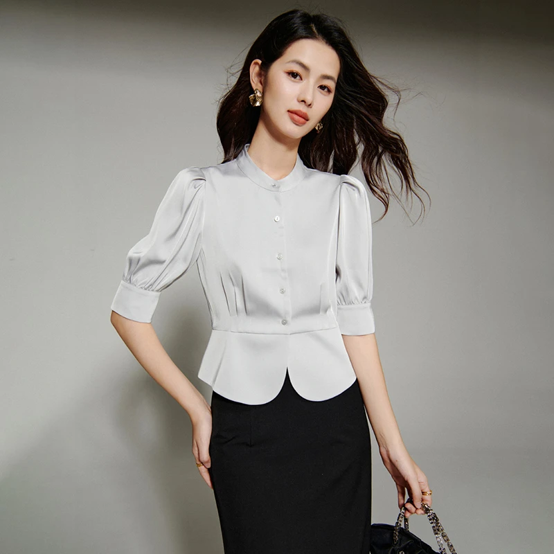 【专享】2025夏职场衬衣中袖韩系衬衫女25061033