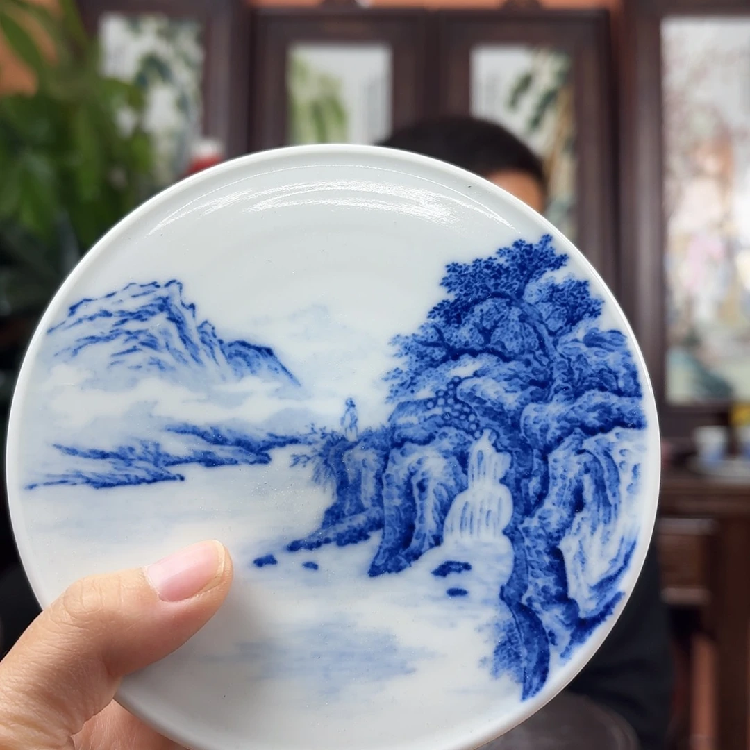 摆件景德镇陶瓷手工印泥盒