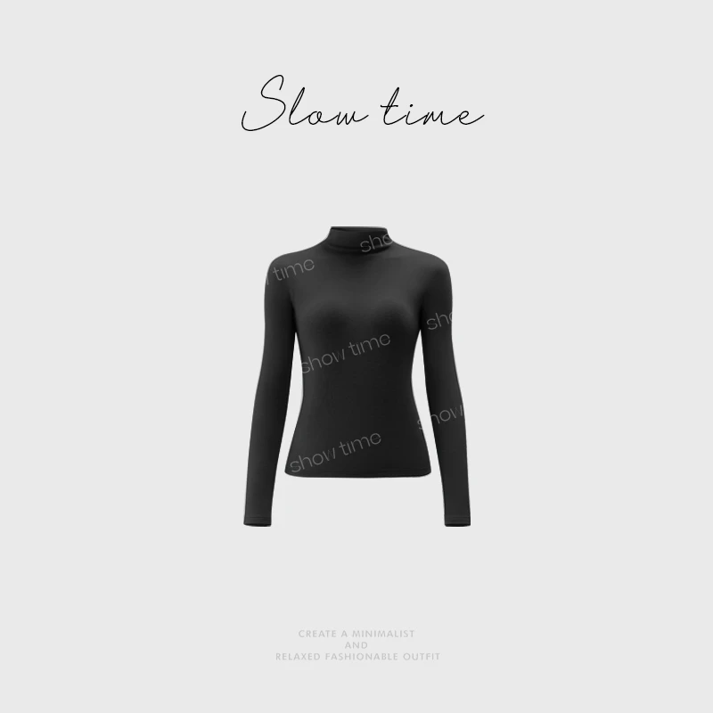 【冬日暖阳】半高领打底衫女款2025新款内搭保暖加绒长袖德绒上衣