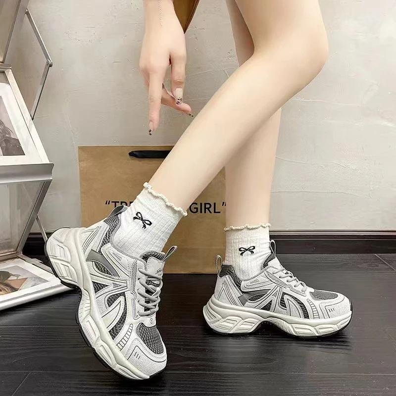 2024新款厚底加绒休闲时尚百搭运动真皮潮流老爹鞋ins898-61韩版