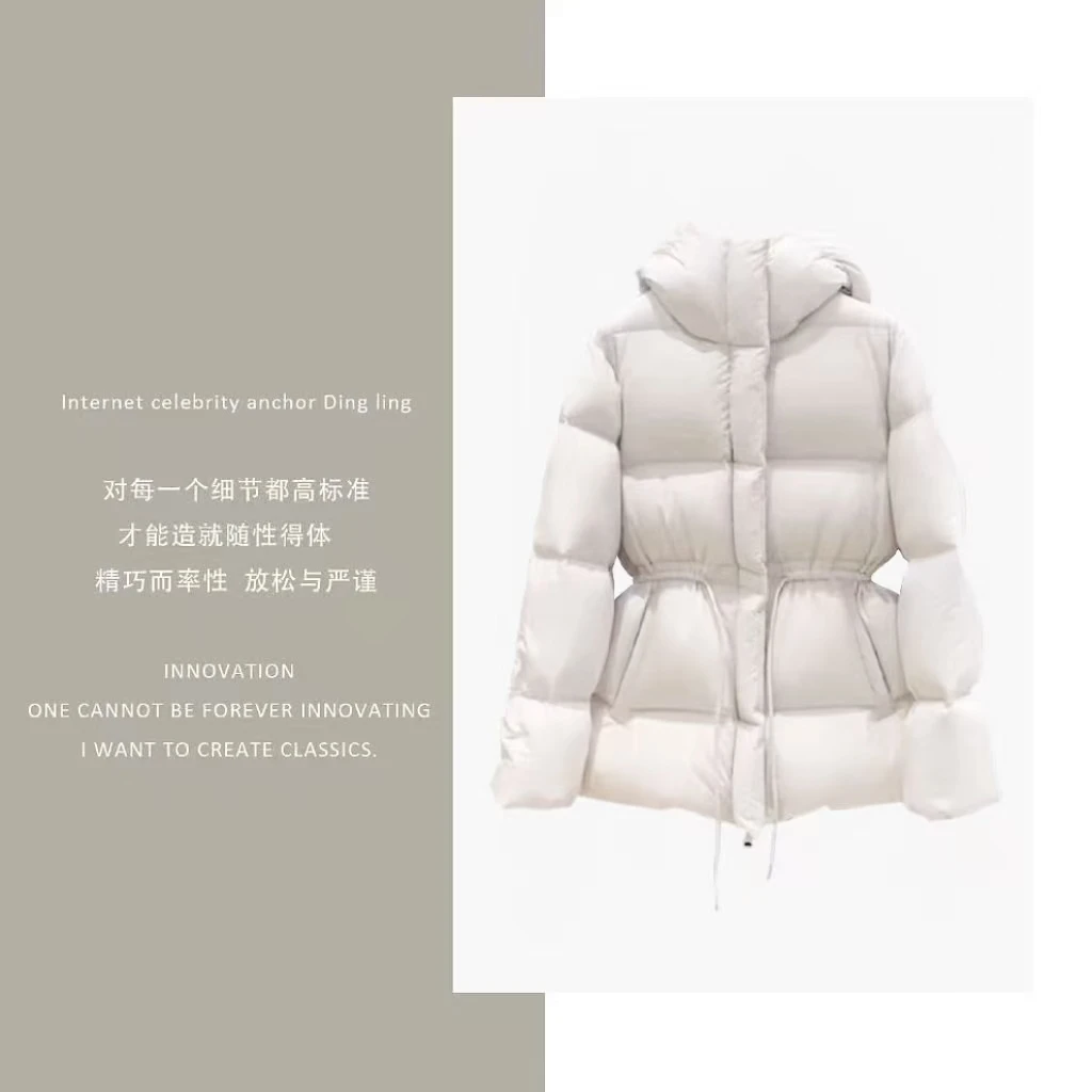 巴黎走秀款！韩系收腰高级时尚连帽羽绒服女