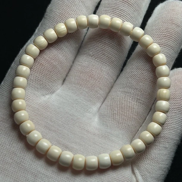 P152（收藏级）天然猛犸牙同根精选肉芯料5A料单圈直切手串7*6mm