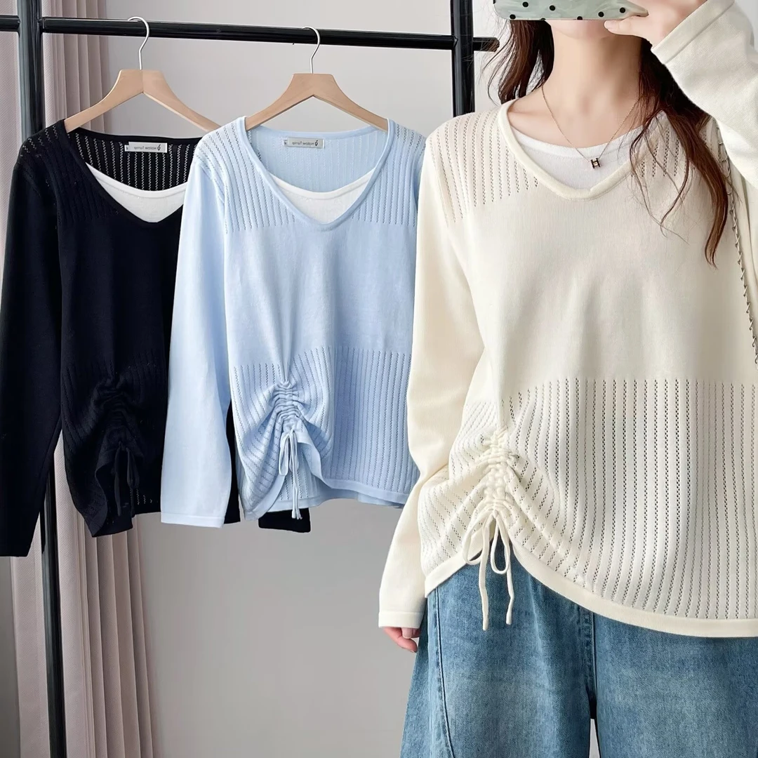 艳子大码秋季新款针织衫胖mm大码韩版时尚显瘦洋气纯色打底针织衫