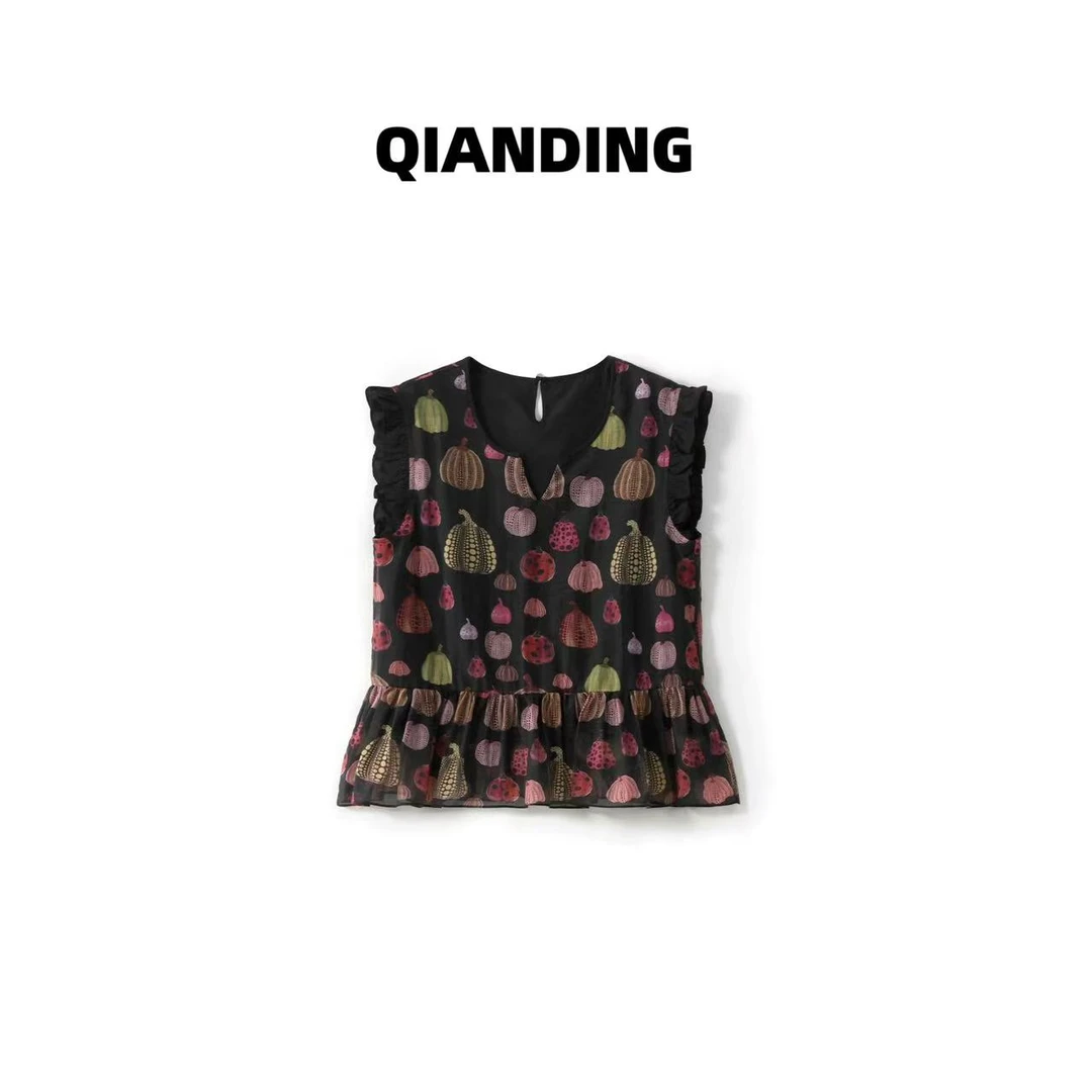 JZ【驴南瓜荷叶衫】天丝混纺荷叶边显瘦舒适时尚百搭上衣JZ25626