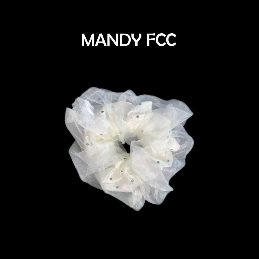 【肯豆周末】小众新款春夏头花清新仙女发绳杏色网纱波点大肠发圈