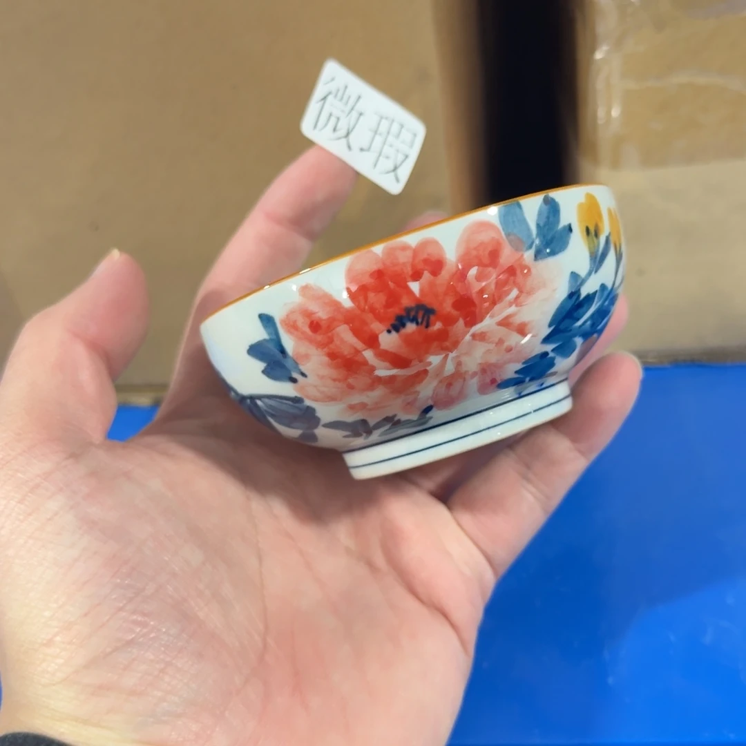 釉下手手绘茶具微瑕