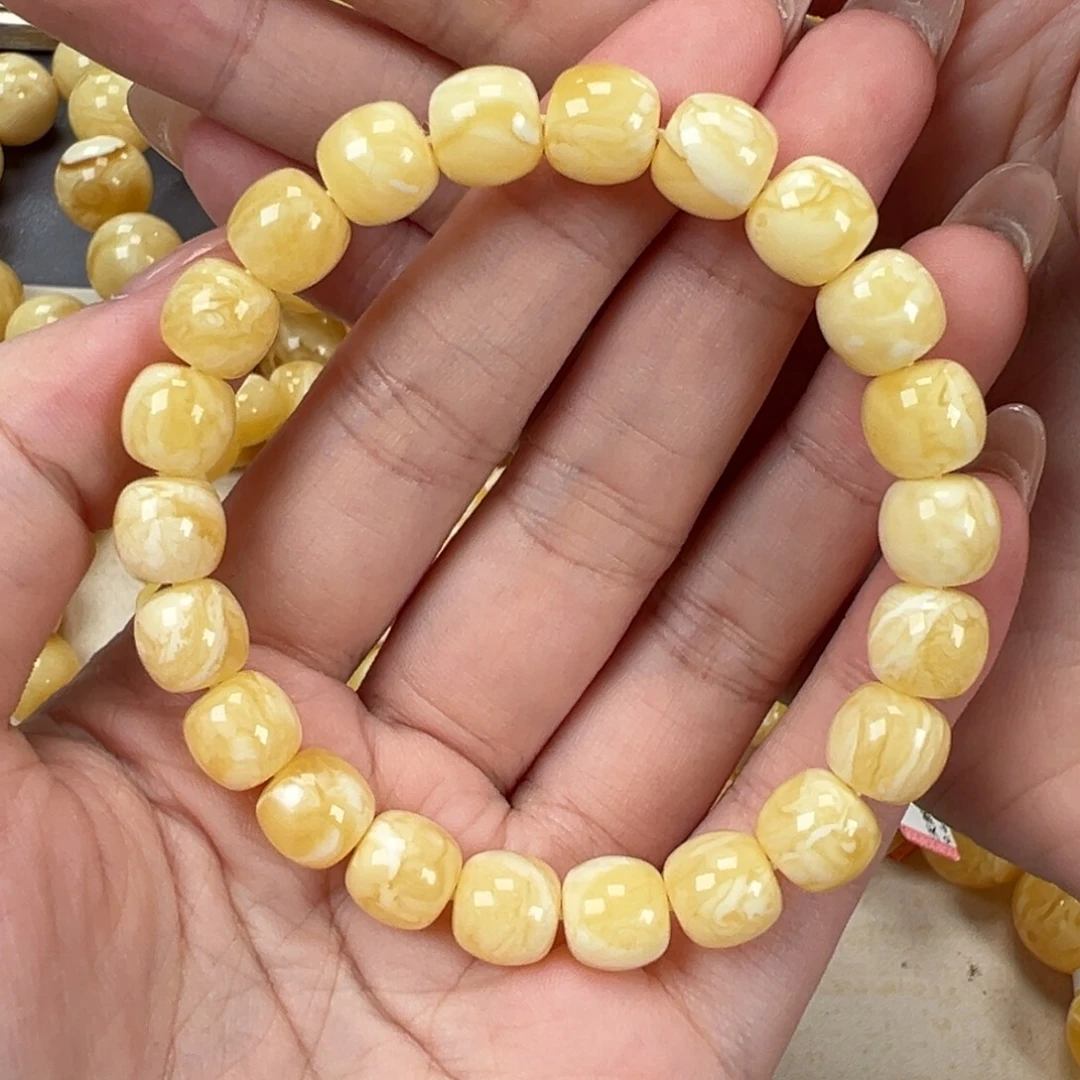 手链琥珀未镶嵌瓷白妖花