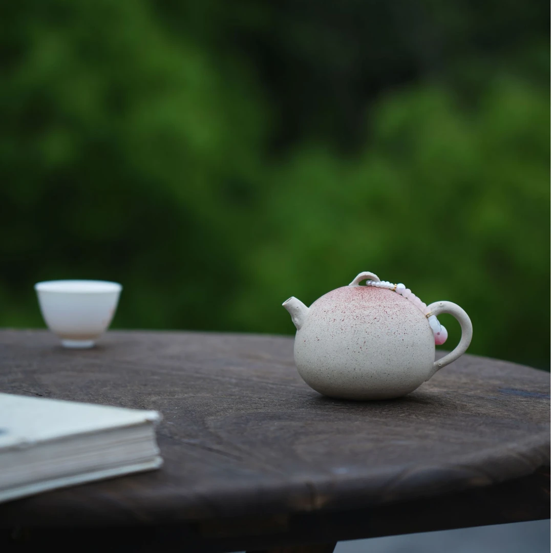 天景堂 宜兴紫砂壶 白桃 170cc 白段泥 紫砂茶壶