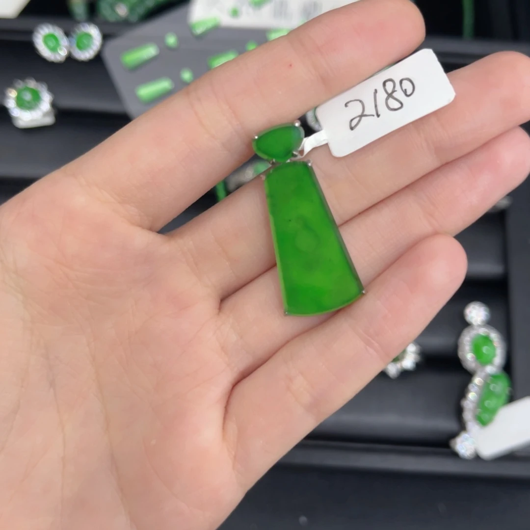 银S925镶嵌戒指翡翠无事牌吊坠