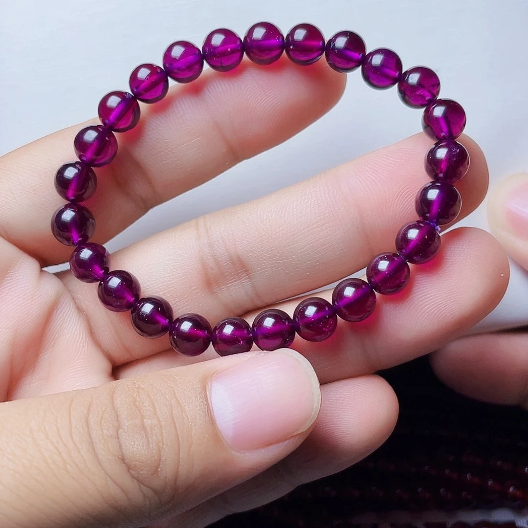 石榴石手链未镶嵌7.0MM毕业级紫牙乌单圈天花板10A级