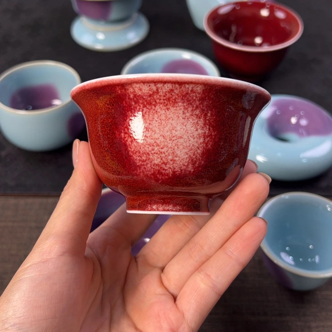 钧窑主人杯 钧红釉 压手杯