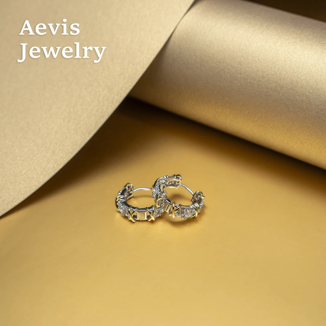 铜合金耳饰 Aevis Jewelry镶钻耳夹 高级感百搭免耳洞-8106