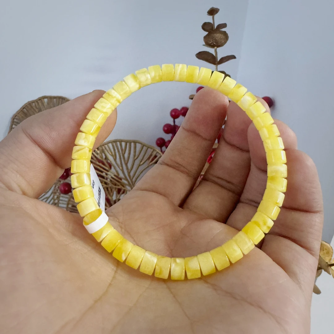 6mm 天然原矿俄料 蜜蜡药片手串  无杂裂手搓松香味