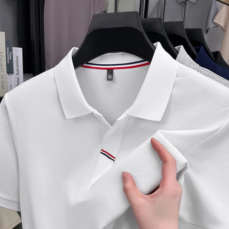 纯色透气冰丝男士夏季短袖翻领Polo衫时尚休闲潮流百搭半袖T恤衫