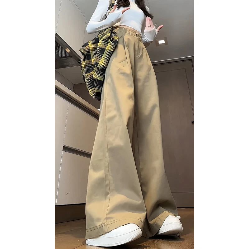 男士直筒纯色老钱风休闲裤高街大码时尚感简约阔腿裤高级感长裤子