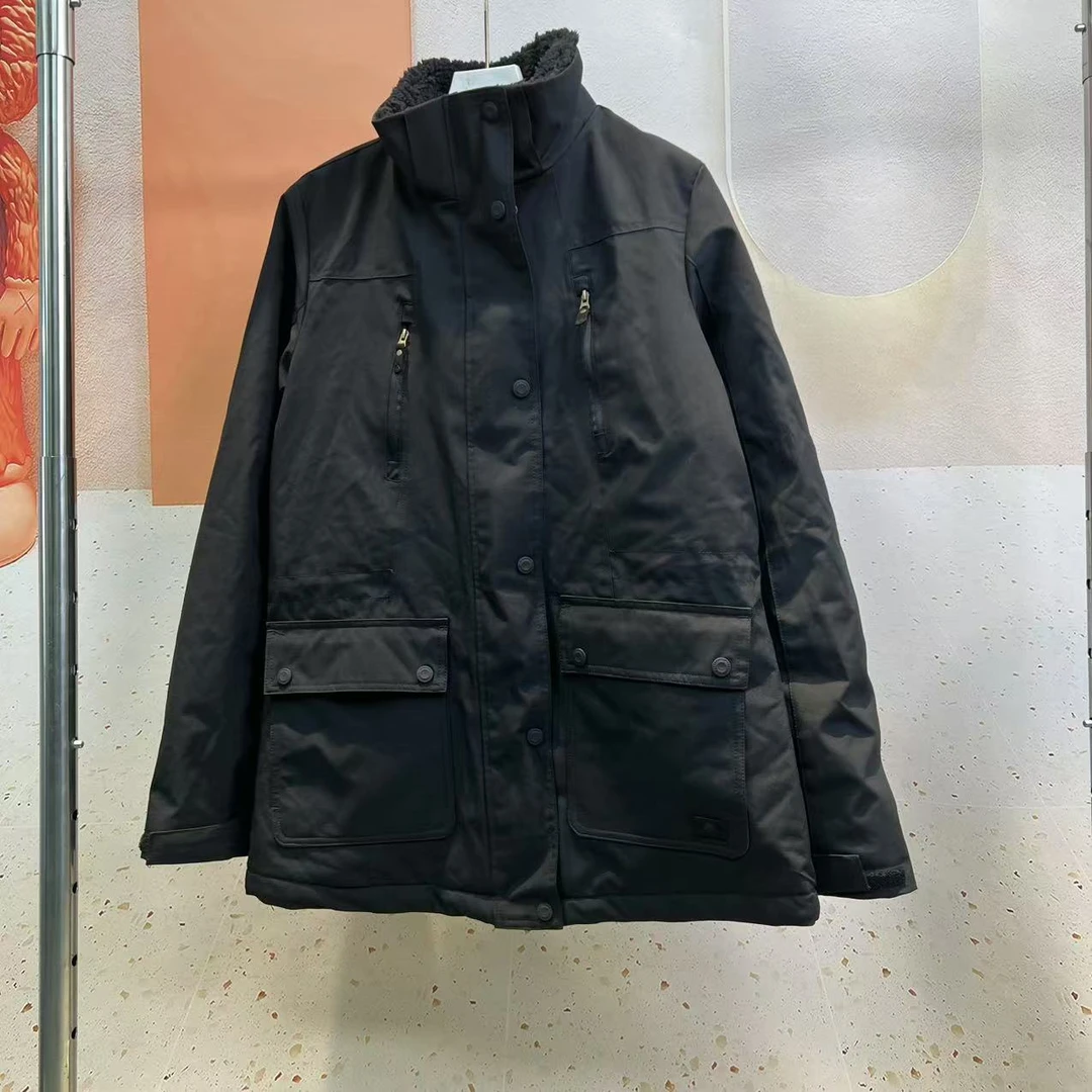 H5044捷拉服饰25春季新款中性风宽松休闲加绒立领大版中长款外套