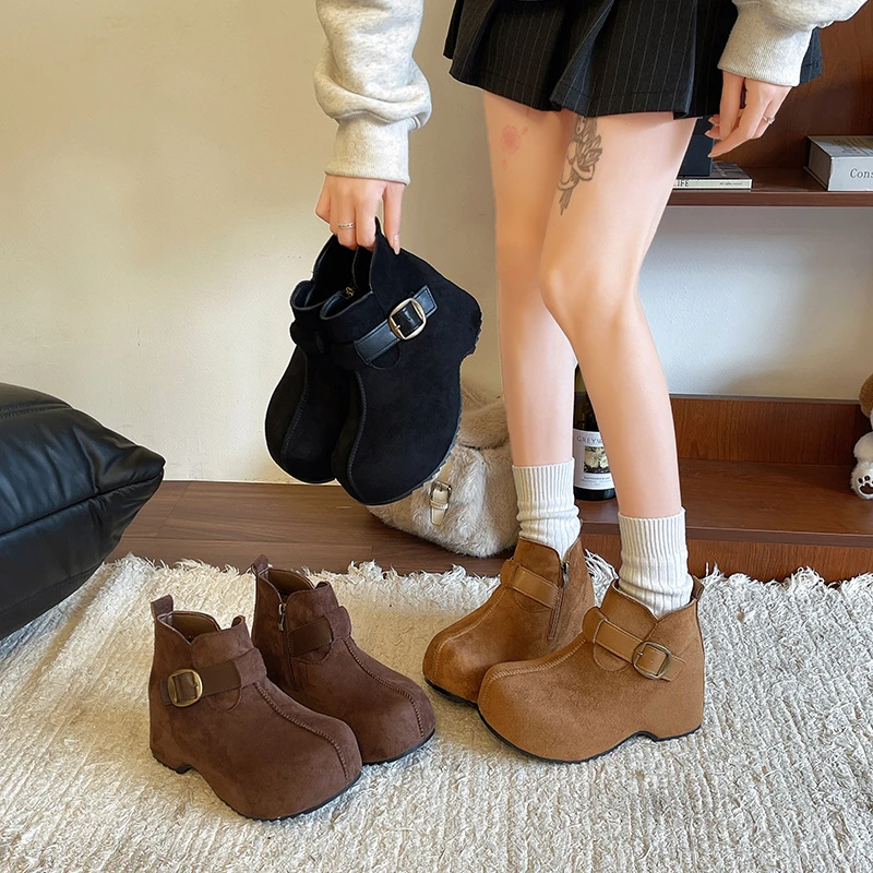 加绒保暖高帮勃肯鞋女内增高2025新款冬一脚蹬厚底高帮棉鞋勃肯靴