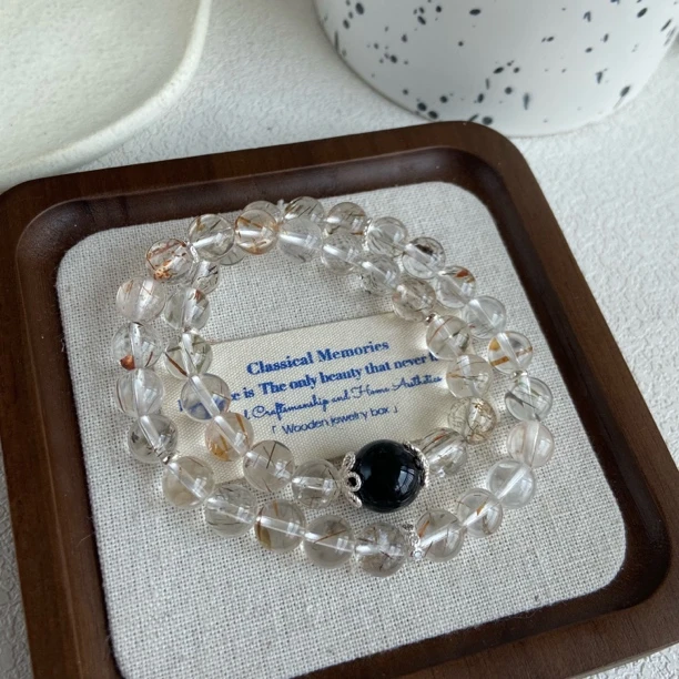 925银仿水晶银制品 6961素沐双圈手链