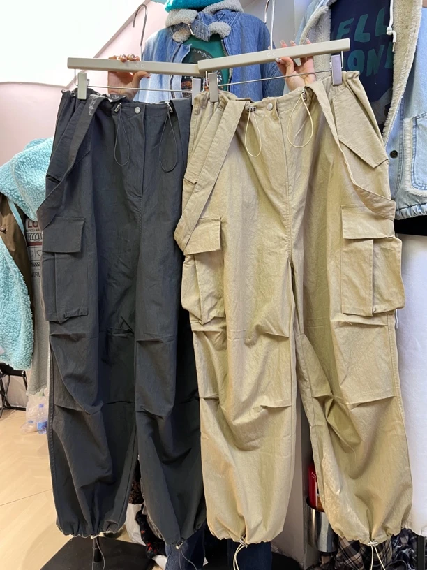 韩版新款春季背带可拆卸工装裤宽松休闲百搭洋气