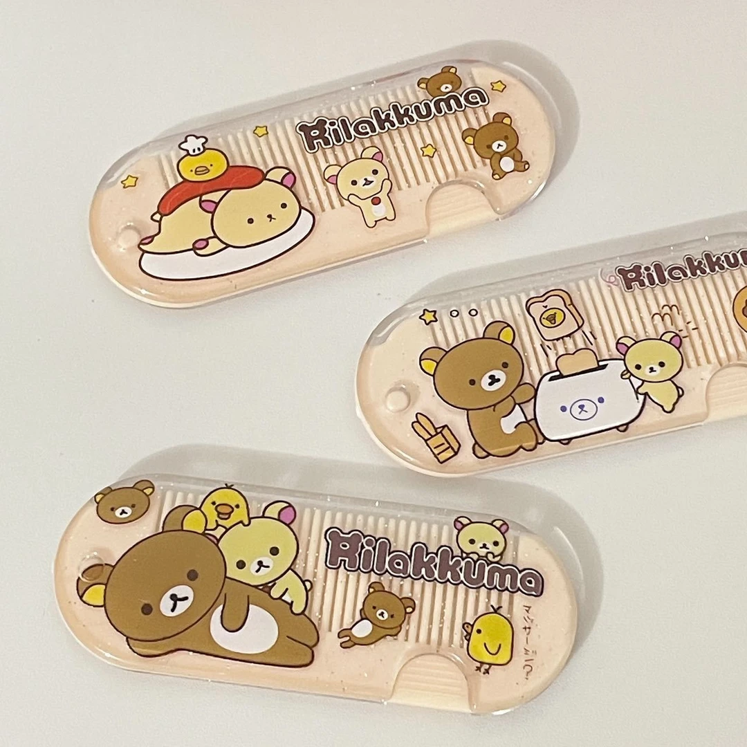 高颜值轻松熊随身梳子学生软妹可爱迷你化妆少女折叠刘海梳便携
