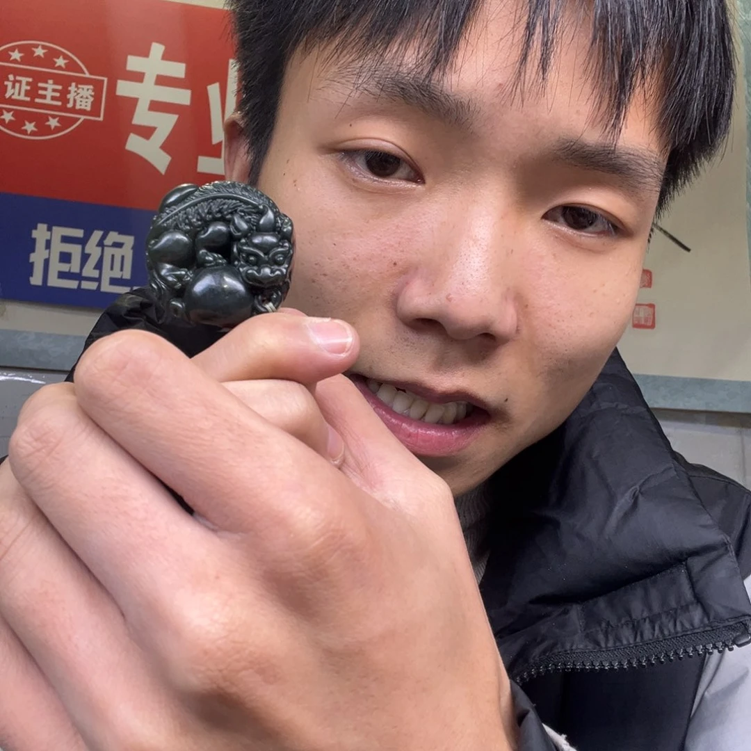 和田玉颈饰未镶嵌多样性新疆黑油青手工貔貅