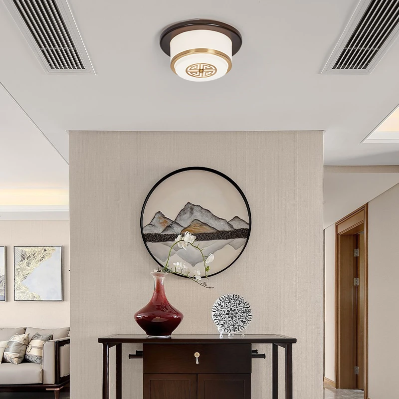 【铜框中国结】2025新中式吸顶灯实木客厅灯中国风卧室过道灯具