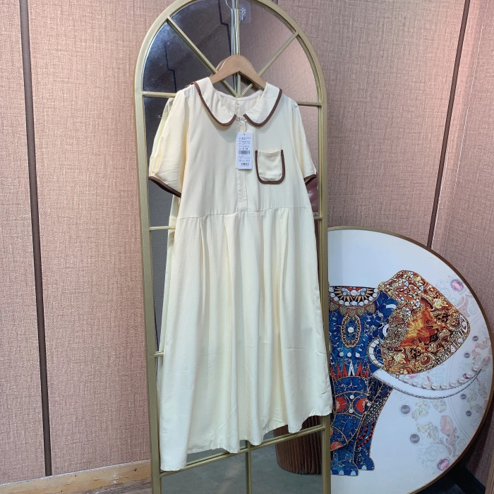CT91孕妇杏色连衣裙M90-120L130XL140XXL150