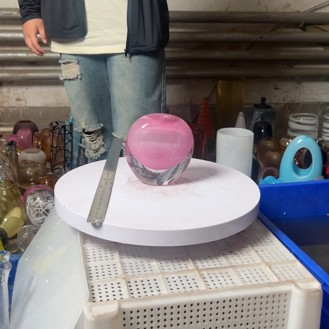 金粉气泡琉璃花器摆件高度14微瑕