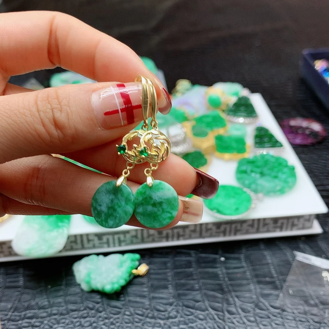 【闪购商品】翡翠耳饰银S925镶嵌h，
