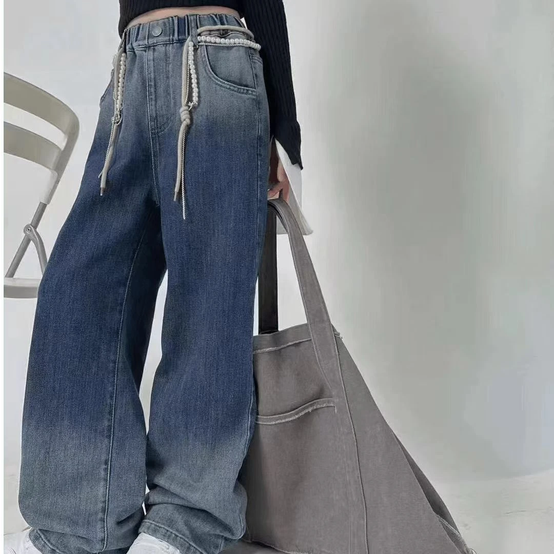 女童牛仔裤2025新款儿童洋气时髦裤子女孩秋季长裤直筒裤休闲裤潮