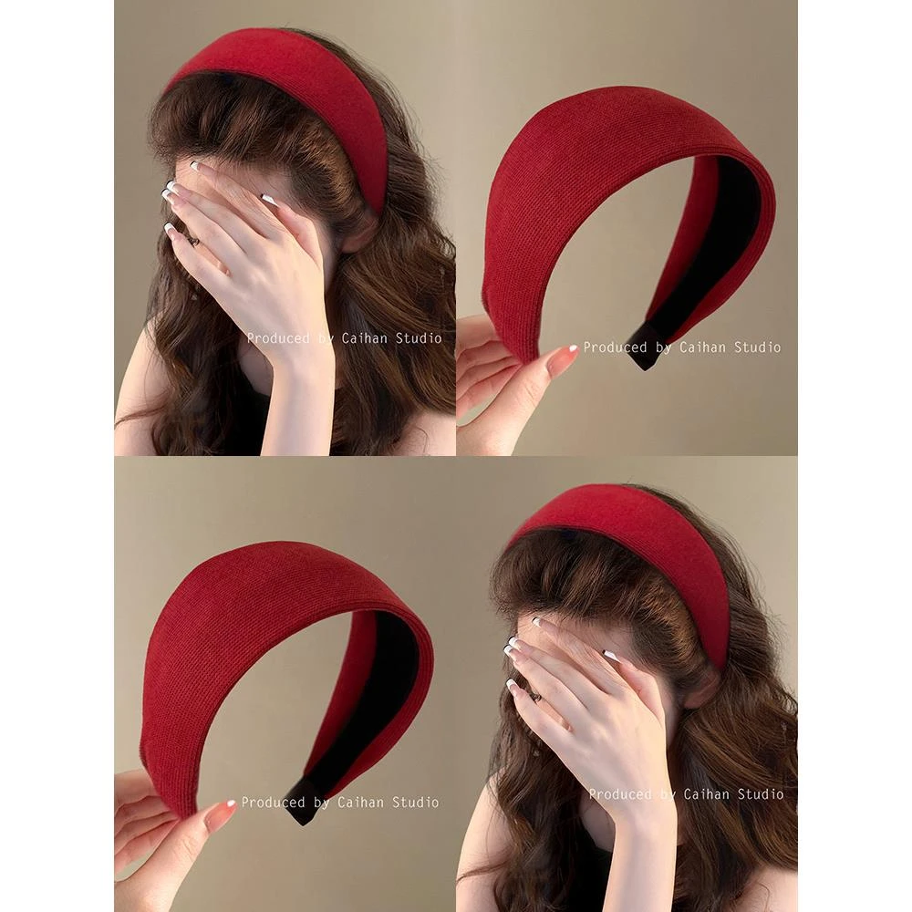 炙热酒红~覆古气质针织宽边发箍氛围感秋冬显脸小洗脸头箍2025款