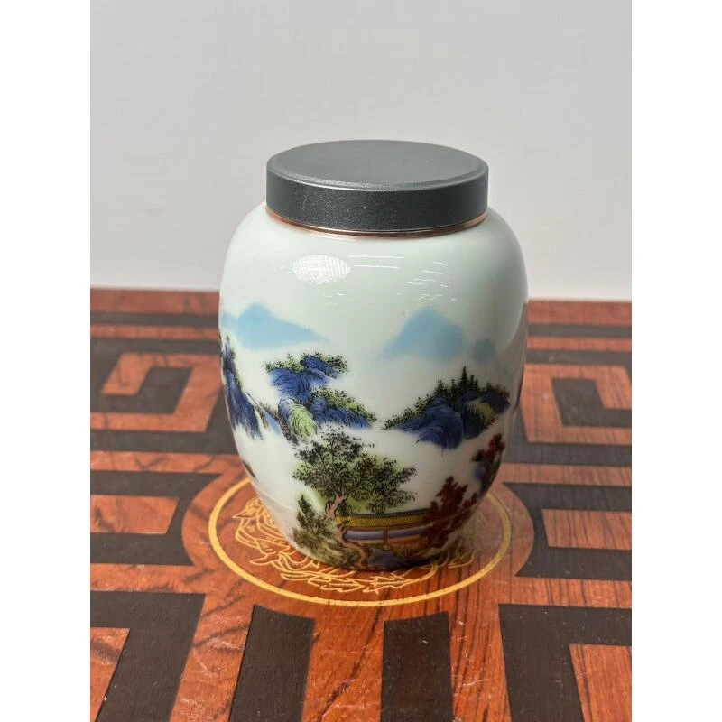 景德镇陶瓷茶叶罐（粉彩山水）