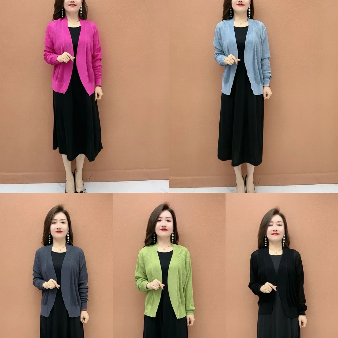 SZ 时尚简约中年女装宽松百搭针织开衫