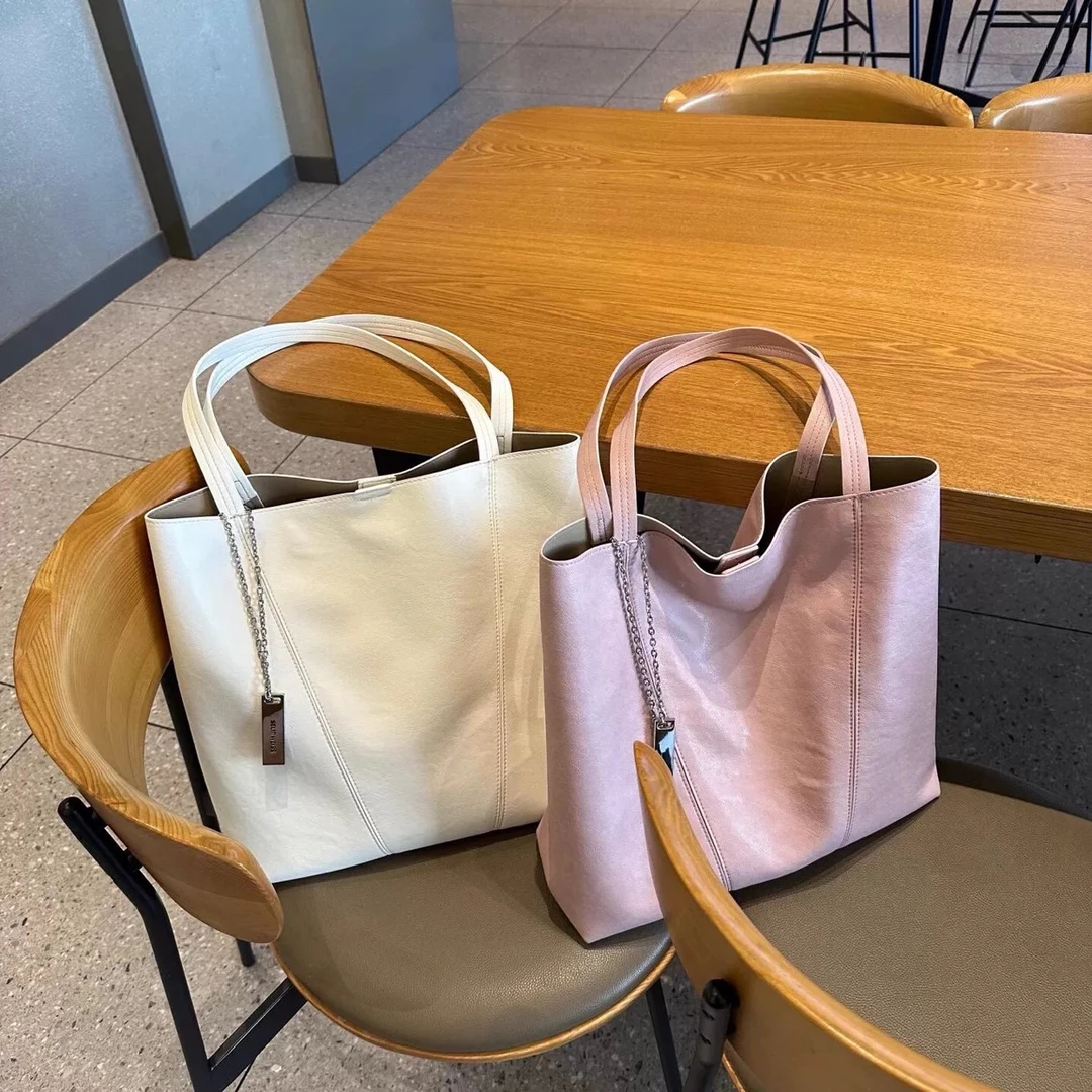 植鞣真皮休闲托特2025新款大容量通勤简约单肩腋下高级包包