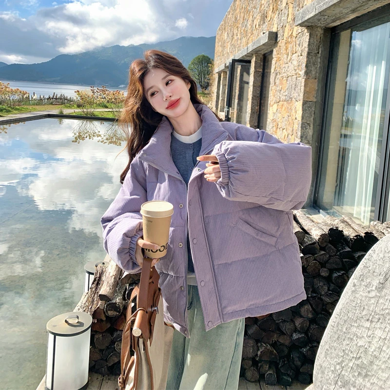 香芋紫90白鸭绒羽绒服2025冬季新款纯色百搭韩版ins风温柔面包服